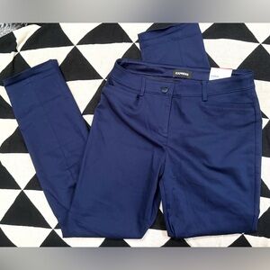 Express Straight Mid Rise Dress Pants in Navy